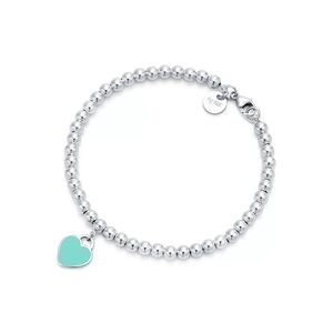 Tiffany Blue Heart Tag Bead Bracelet